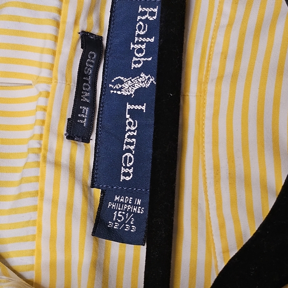 Ralph Lauren Dress Shirt Classic Fit Medium Yellow & White Stripes - Picture 16 of 16